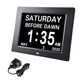 TheLAShop 8" Large Digital LED Day Clock Time Calendar 6-Alarm, Black Image