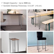 TheLAShop 28" Hairpin Legs Set of 4, 3-Rod Steel, Raw Steel Image