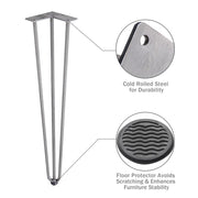TheLAShop 28" Hairpin Legs Set of 4, 3-Rod Steel, Raw Steel Image