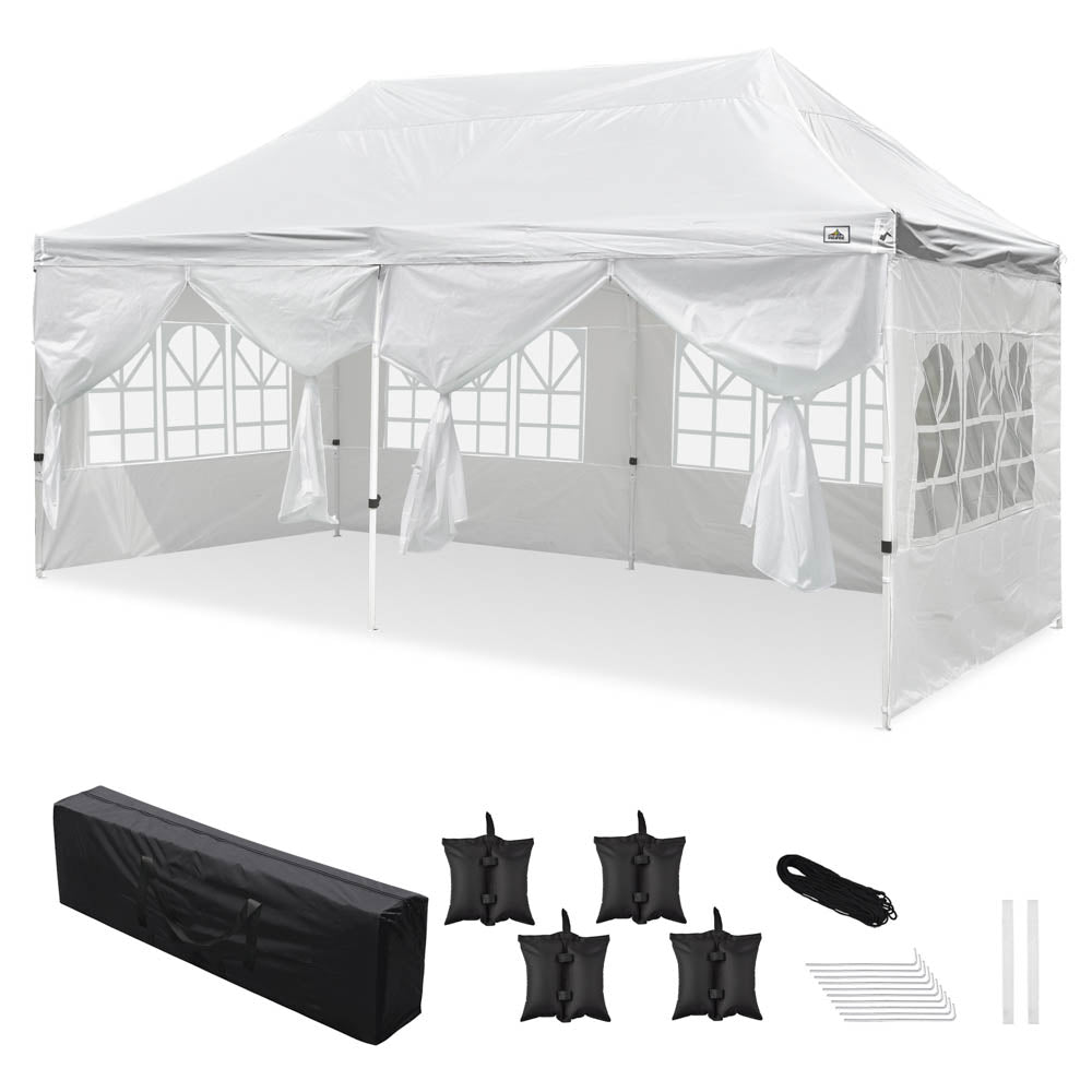 folding canopy tent TheLAShop 10'x20' Pop Up Canopy Tent with Windows Instant Shelter