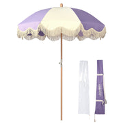 TheLAShop 6 ft 8-Rib Wood Market Umbrella Tilt Palm Springs 5-10yr, English Garden Image