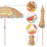 TheLAShop 6ft 8-Rib Wood Patio Umbrella Tilt Food Cart Umbrella Image