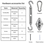 TheLAShop Fixing Hardware Kit Stainless Steel Pad Eye Turnbuckle Carabiner, 6 Image