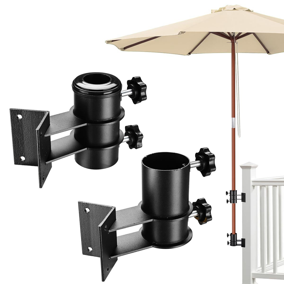 corner umbrella stand patio TheLAShop Outdoor Umbrella Mount to Post, Railing, Bleachers for Poles D2 5/16"