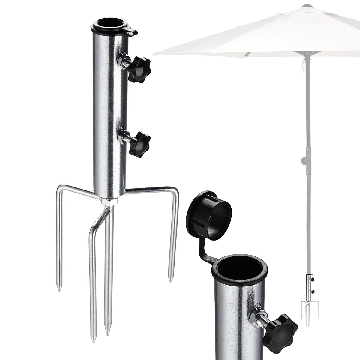 TheLAShop Metal Beach Umbrella Holder for Sand Grass Ground D1 7/16