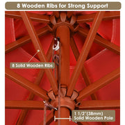 TheLAShop 9ft 8-Rib Wood Umbrella with Stand for Patio Outdoor Image