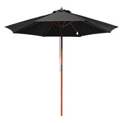 TheLAShop 9ft 8-Rib Wood Market Umbrella for Outdoor Restaurant Garden, Black Image