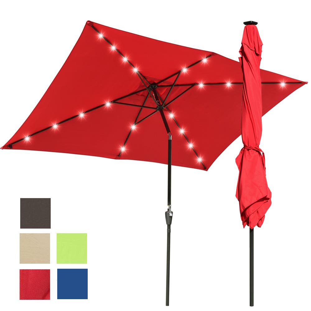 TheLAShop 10ft Rectangular Umbrella with Solar Lights TheLAShop 10ft Rectangular Umbrella with Solar Lights