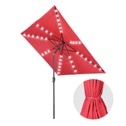 TheLAShop 10Ft 8-Rib Square Patio Umbrella with Solar Lights Tilt & Crank Image