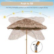TheLAShop 8 ft Tilt Tiki Umbrellas Thatch Straw Umbrellas 2ct/pk