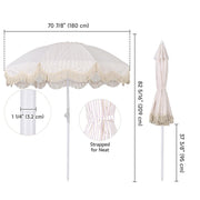 TheLAShop 6ft Swimming Pool Beach Umbrella with Fringe Anchor Image