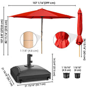 TheLAShop 13ft 8-Rib Wood Umbrella with Stand for Patio Outdoor Image