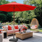 TheLAShop 13ft 8-Rib Wood Umbrella with Stand for Patio Outdoor