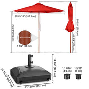 TheLAShop 9ft 8-Rib Wood Umbrella with Stand for Patio Outdoor Image