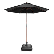 TheLAShop 9ft 8-Rib Wood Umbrella with Stand for Patio Outdoor, Black Image