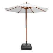 TheLAShop 9ft 8-Rib Wood Umbrella with Stand for Patio Outdoor, White Image