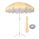 TheLAShop 6ft Fringe Beach Umbrella with Stand, Yellow Stripe Image
