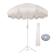 TheLAShop 6ft Fringe Beach Umbrella with Stand, Purple Stripe Image