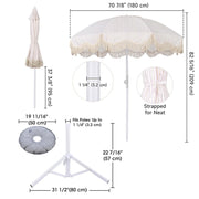 TheLAShop 6ft Fringe Beach Umbrella with Stand Image