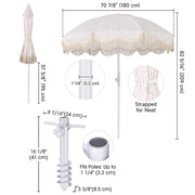 TheLAShop 6ft Outdoor Beach Umbrella Tilt with Fringe Sand Anchor Image