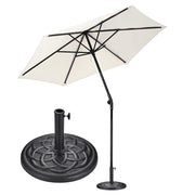 TheLAShop 7.5' 6-Rib Tilt Patio Umbrella Outdoor Umbrella Crank Lift, Ivory with Base Image