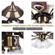 TheLAShop 51" Ceiling Fan with Lights Reversible 5-Blade Bronze Remote