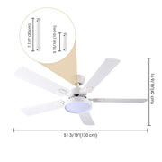 TheLAShop 52" Ceiling Fan with Lights White 5-Blade Remote Control Image