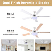 TheLAShop 52" Ceiling Fan with Lights White 5-Blade Remote Control Image