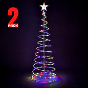 TheLAShop 5ft LED Lighted Spiral Christmas Tree Battery Operated, RGBY, 2ct/pk Image