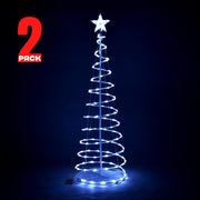 TheLAShop 5ft LED Lighted Spiral Christmas Tree Battery Operated, Cool White, 2ct/pk Image