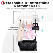 TheLAShop 28" Rolling Duffle Dance Bag with Garment Rack Travel Case Image