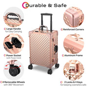 TheLAShop Artist Studio Rolling Makeup Travel Vanity Case w/ Light 15x10x23" Image