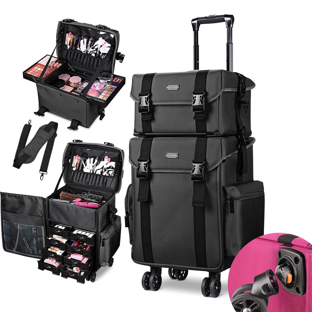great makeup holders travel bag TheLAShop 2in1 Nylon Pro Rolling Makeup Case with Drawers(8)