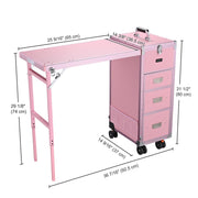 TheLAShop Rolling Makeup Station with Slide Drawers Detachable Pink Image