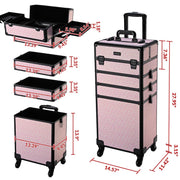 TheLAShop Art Deco Rolling Cosmetology Makeup Artist Case with 4-Section Image