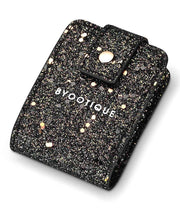 TheLAShop Glitter Lipstick Bag with Mirror for Double Lipsticks & Airpods, Black Image