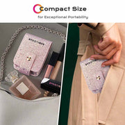 TheLAShop Glitter Lipstick Bag with Mirror for Double Lipsticks & Airpods Image