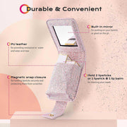 TheLAShop Glitter Lipstick Bag with Mirror for Double Lipsticks & Airpods Image
