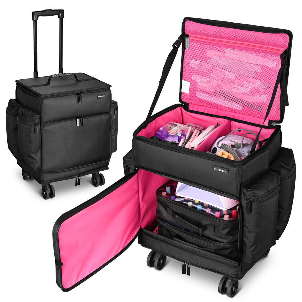 TheLAShop Rolling Makeup Case with Nail Polish Organizer (96-Bottles)
