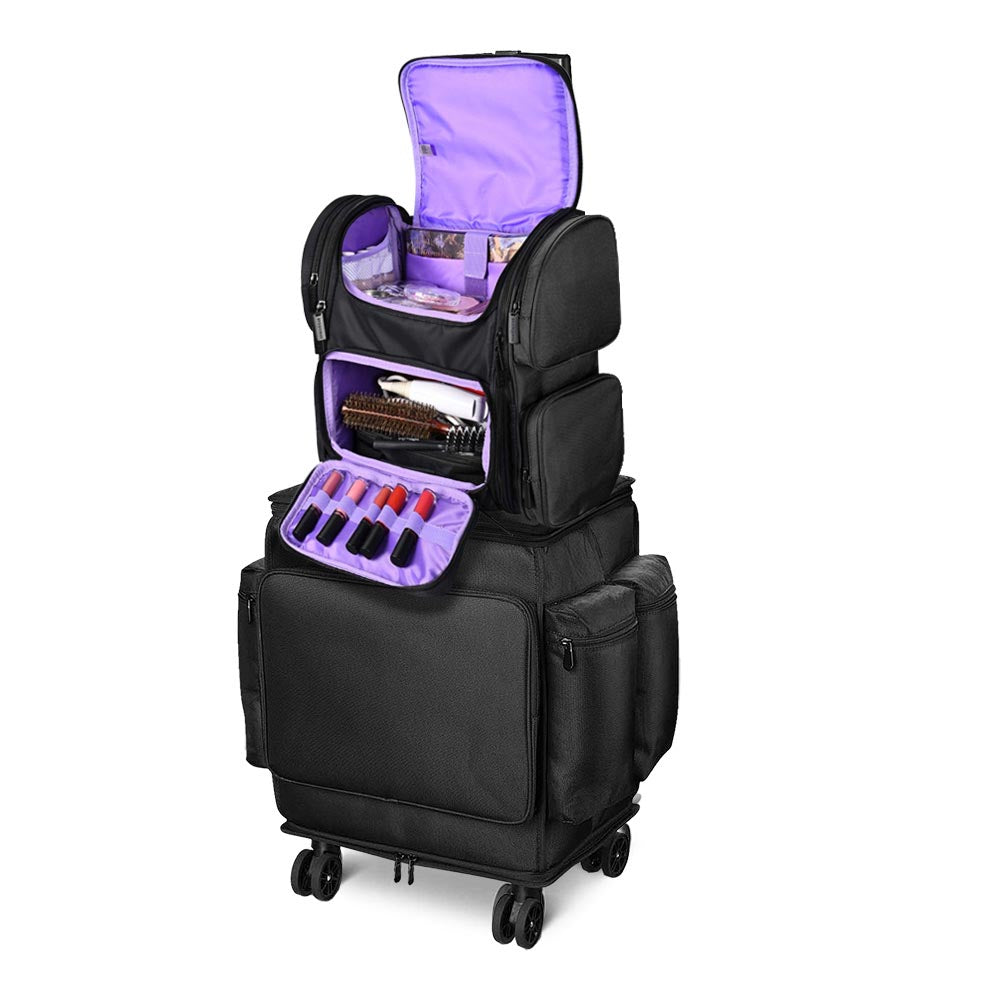 bag makeup travel TheLAShop Rolling Hairstylist Travel Bag with Makeup Backpack