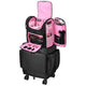 TheLAShop Rolling Hairstylist Travel Bag with Makeup Backpack, Pink Image