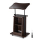 TheLAShop Rolling Laptop Desk with Storage Cart Adjustable Height, Brown Image