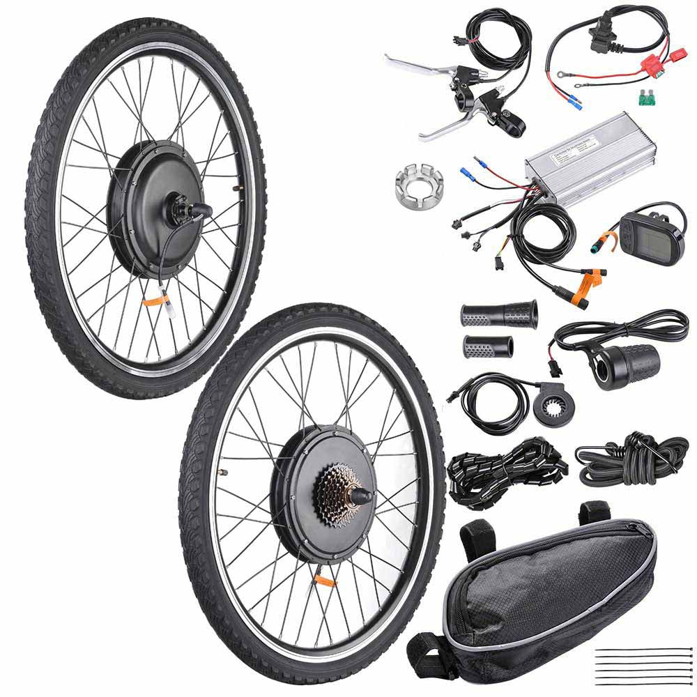 aw electric bicycle motor kit 48v 1000w TheLAShop 1000W eBike Kit 48V Electric Bike Conversion 26x1.75in
