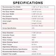 TheLAShop 36v 750W 20in Rear Wheel Electric Bicycle E-Bike Motor Kit Image