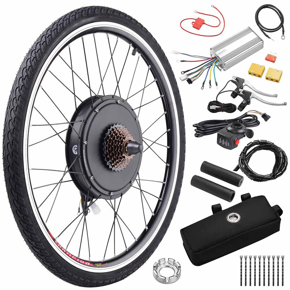 electric bicycle rear hub motor TheLAShop eBike Kit Bicycle Motor Conversion Kit Rear Hub 1500W 48V 26