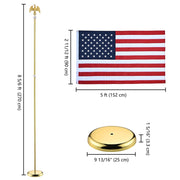 TheLAShop 8 ft Indoor Flag Poles with Stand(Ball Eagle Options), Gold Pole+Eagle Image