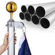 TheLAShop Heavy Duty Flagpole 13Gauge Thick Flag Pole (20ft,25ft,30ft Options), 25ft Silver Image