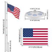 TheLAShop Telescoping Flagpole Kit with Light Solar Powered (20ft,25ft,30ft Options) Image