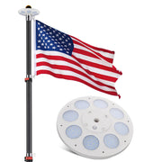 TheLAShop Telescoping Flagpole Kit with Light Solar Powered (20ft,25ft,30ft Options), 20ft Black Image