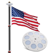 TheLAShop Telescoping Flagpole Kit with Light Solar Powered (20ft,25ft,30ft Options), 25ft Black Image